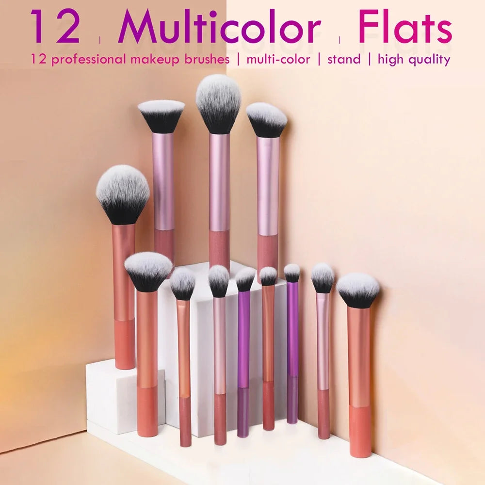12pcs Makeup Brush Kit Soft Synthetic Hair Make Up Brushes Foundation Blush Eyeshadow Cosmetic Makeup Tools