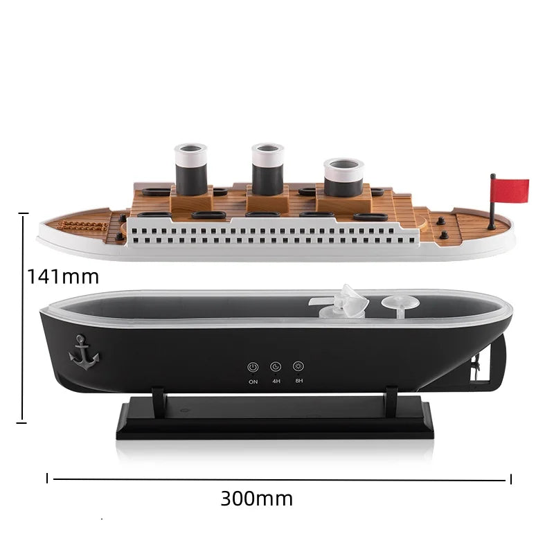Titanic Ship Model Decoration Air Humidifier 250ml Essential Oil Diffuser Jellyfish Smoke Ring Spray Aroma Diffuser For Home