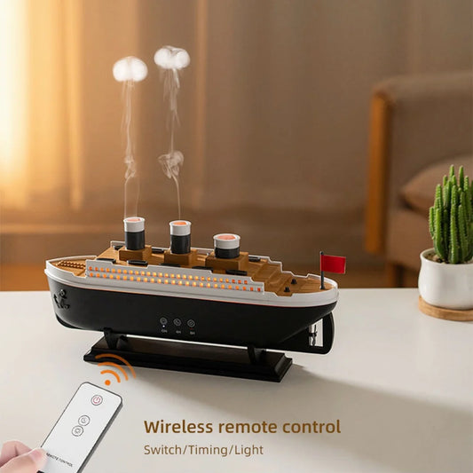 Titanic Ship Model Decoration Air Humidifier 250ml Essential Oil Diffuser Jellyfish Smoke Ring Spray Aroma Diffuser For Home
