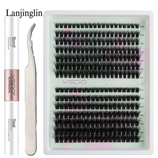New 14 Rows Individual Lashes Kit 8-16mm Clusters Lash Bond and Seal Makeup Tools DIY Lashes Extension Set maquillaje Faux Cils