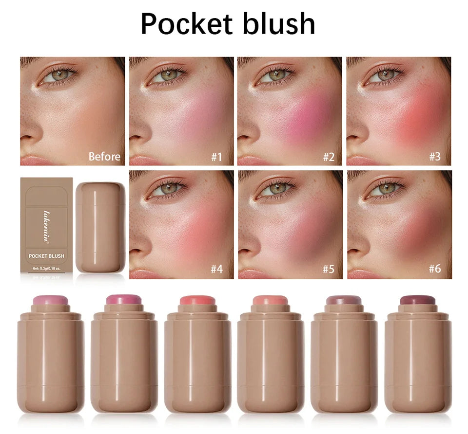 Magic Blush Stick 3-in-1 Cheek Lip Tinted Moistured Blush Stick Silky Brighten Blush Cream Blusher Cosmetics Tubes Matte Contour