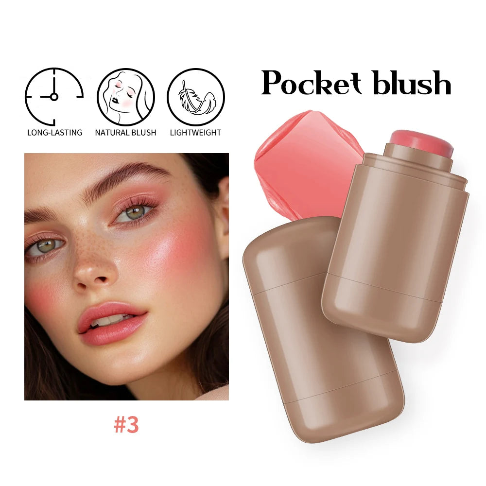 Magic Blush Stick 3-in-1 Cheek Lip Tinted Moistured Blush Stick Silky Brighten Blush Cream Blusher Cosmetics Tubes Matte Contour