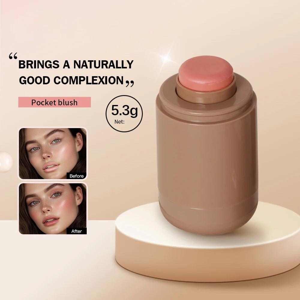 Magic Blush Stick 3-in-1 Cheek Lip Tinted Moistured Blush Stick Silky Brighten Blush Cream Blusher Cosmetics Tubes Matte Contour