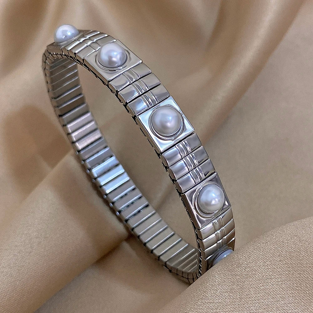 New Stainless Steel Strawberry Pepper Cherry Pendant Elastic Bangles Bracelets Fashion Women's Men Adjustable Waterproof Jewelry