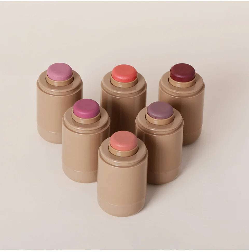 Magic Blush Stick 3-in-1 Cheek Lip Tinted Moistured Blush Stick Silky Brighten Blush Cream Blusher Cosmetics Tubes Matte Contour