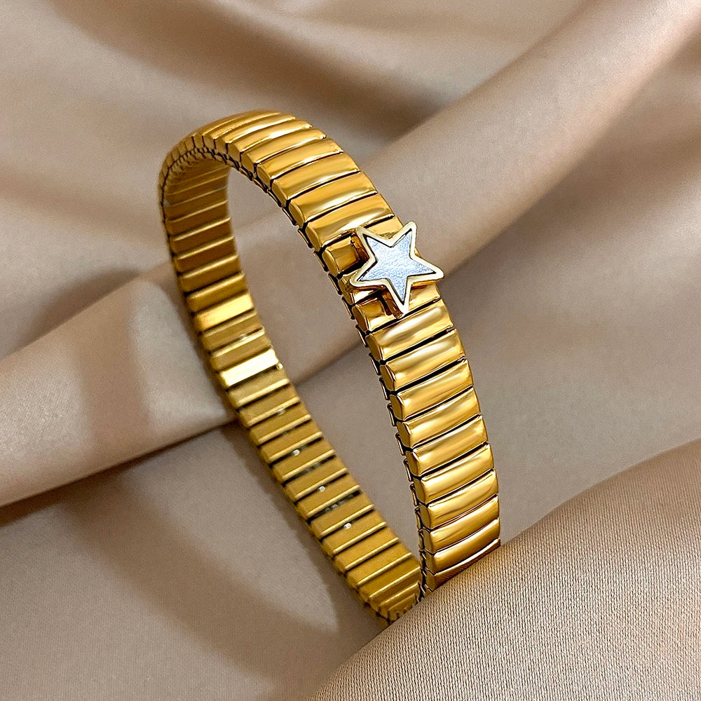 New Stainless Steel Strawberry Pepper Cherry Pendant Elastic Bangles Bracelets Fashion Women's Men Adjustable Waterproof Jewelry