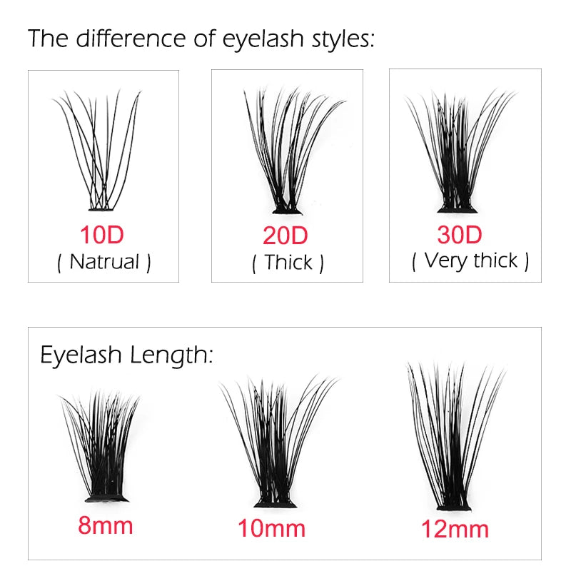 6 Rows 120 Bundles Eyelash Extension Thick Faux Mink Lashes Individual 10/20/30D Cluster False Lashes Natural Cilia Makeup Tools