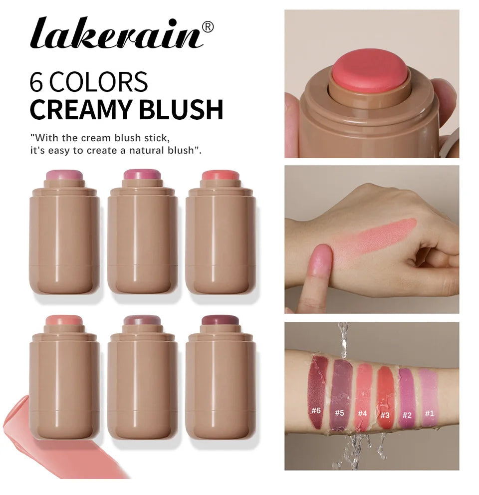 Magic Blush Stick 3-in-1 Cheek Lip Tinted Moistured Blush Stick Silky Brighten Blush Cream Blusher Cosmetics Tubes Matte Contour