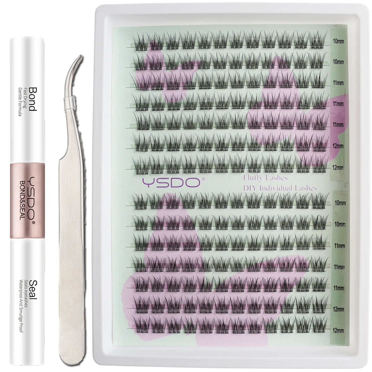 New 14 Rows Individual Lashes Kit 8-16mm Clusters Lash Bond and Seal Makeup Tools DIY Lashes Extension Set maquillaje Faux Cils