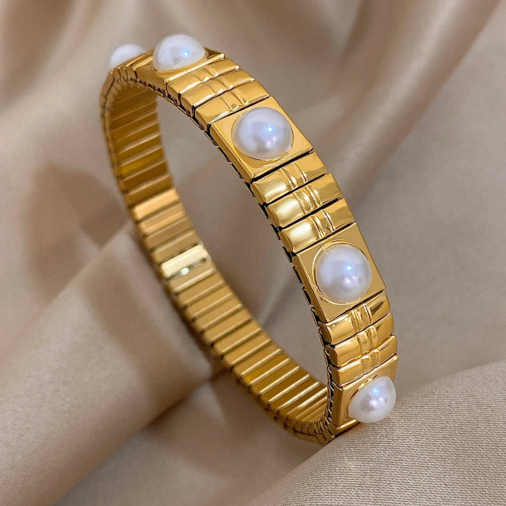 New Stainless Steel Strawberry Pepper Cherry Pendant Elastic Bangles Bracelets Fashion Women's Men Adjustable Waterproof Jewelry