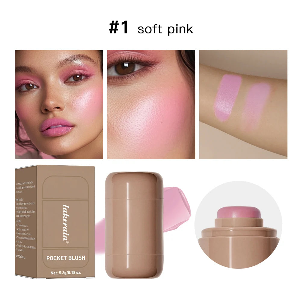 Magic Blush Stick 3-in-1 Cheek Lip Tinted Moistured Blush Stick Silky Brighten Blush Cream Blusher Cosmetics Tubes Matte Contour