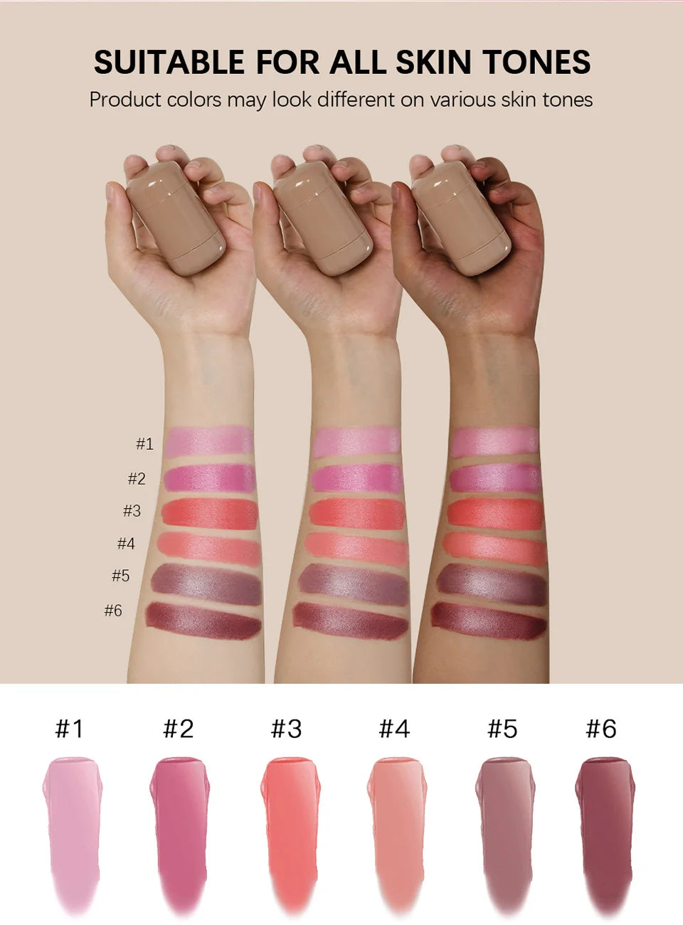 Magic Blush Stick 3-in-1 Cheek Lip Tinted Moistured Blush Stick Silky Brighten Blush Cream Blusher Cosmetics Tubes Matte Contour